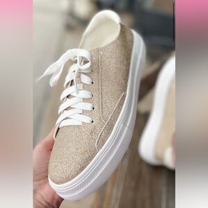 Corkys glaring gold glitter sneakers